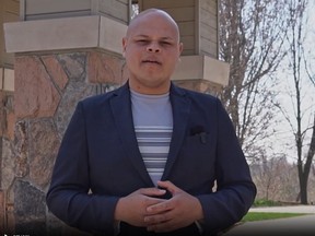 Jamil Jivani is pictured in a screenshot from his video announcing he is running for the federal Conservative nomination in the Durham riding. Jivani won the riding for the Tories in a federal byelection on Monday, March 4, 2024.