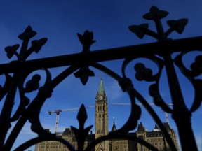 The Peace Tower in Parliament Hill is pictured in morning light in Ottawa on March 7, 2024.