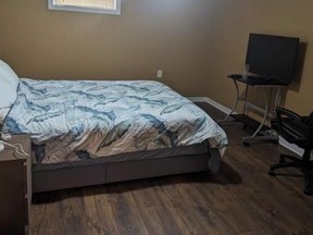 Bedroom in basement for rent in Oshawa.