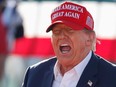 Former U.S. president and Republican presidential candidate Donald Trump speaks during a Buckeye Values PAC Rally in Vandalia, Ohio, on March 16, 2024.