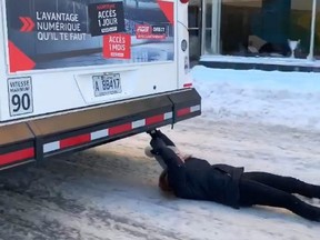 A video posted to Facebook and Instagram on Feb. 8, 2020, shows a young woman bus surfing by hanging on to the back of a No. 24 bus in Montreal. New York City youths have reportedly taken it a step further with the "dangerous" new trend of riding from the roofs of buses.