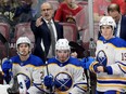 Buffalo Sabres coach Don Granato gestures during the third period of the team's hockey game against the Florida Panthers.