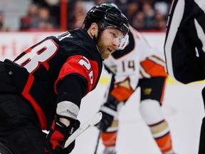 Ottawa Senators' Claude Giroux gets ready for a faceoff.