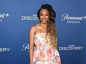 Sonequa Martin-Green attends the Season 5 premiere of Star Trek: Discovery in New York City.