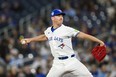 Blue Jays pitcher Chris Bassitt delivers during the first inning against the New York Yankees in Toronto on Monday, April 15, 2024.