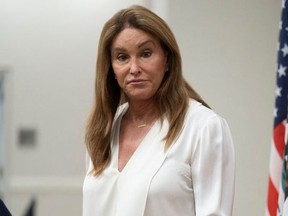 Gubernatorial candidate Caitlyn Jenner looks on during a Town Hall meeting in Pasadena, California, August 28, 2021, as she campaigned to replace California Gov. Gavin Newsom in the upcoming special recall election.