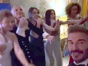 David Beckham filmed the Spice Girls performing "Stop" onstage at Victoria Beckham's 50th birthday party.