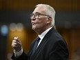 Defence minister Bill Blair rises during Question Period in the House of Commons on Parliament Hill in Ottawa on Wednesday, April 10, 2024.