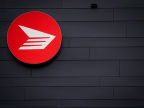 The Canada Post logo is seen outside the company's Pacific Processing Centre, in Richmond, B.C., on June 1, 2017.