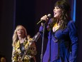 Ann Wilson, right, and her sister Nancy of the band Heart perform at the Bell Centre in Montreal on Tuesday July 16, 2019.