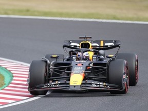 Red Bull driver Max Verstappen of the Netherlands steers his car during the qualifying session at the Suzuka Circuit in Suzuka, central Japan, Saturday, April 6, 2024, ahead of Sunday's Japanese Formula One Grand Prix.