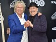 John Lodge, left, and Mike Pinder attend the 33rd Rock and Roll Hall of Fame induction on April 14, 2018.