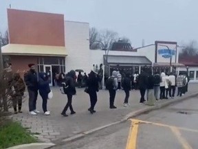 Video shows a poop ton of people lining up for a dishwasher job in the Beaches.