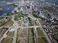View of LeBreton Flats from a helicopter.