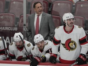 Ottawa Senators interim head coach Jacques Martin on the bench during a game earlier this month.