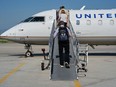 Passengers board a United Airlines plane in Sheridan, Wyoming.