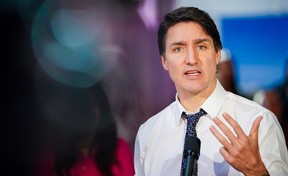 Prime Minister Justin Trudeau speaks during an announcement about measures in budget 2024 for youth and education at Wanuskewin Heritage Park near Saskatoon on Tuesday, April 23, 2024.