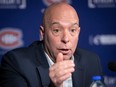 Canadiens GM Kent Hughes answers questions during midseason news conference held in Montreal on Jan. 15, 2024.