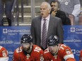 Head coach Joel Quenneville looks on from the bench during a game in 2020.