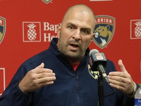 Florida Panthers general manager Bill Zito speaks during a press conference.