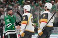Craig Smith #15 of the Dallas Stars shakes hands with Jack Eichel #9 of the Vegas Golden Knights after Game Seven of the First Round of the 2024 Stanley Cup Playoffs at American Airlines Center on May 05, 2024 in Dallas, Texas.