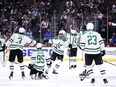 Matt Duchene #95 of the Dallas Stars celebrates with teammates after scoring the game-winning goal during the second overtime period against the Colorado Avalanche in Game Six of the Second Round of the 2024 Stanley Cup Playoffs at Ball Arena on May 17, 2024 in Denver, Colorado.