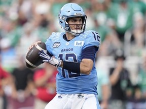 Toronto Argonauts quarterback Chad Kelly was suspended by the CFL, yet still appeared at practice on Thursday.