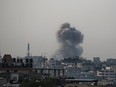 Smoke billows during Israeli bombardment in eastern Rafah in the southern Gaza Strip on May 19, 2024.