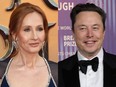 J.K. Rowling, left, and Elon Musk.