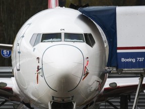 A Boeing 737 airliner at the Boeing Factory in Renton, Washington on November 18, 2020.