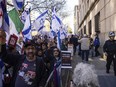 Pro-Israel demonstrators gather for the "Bring Them Home Now" rally outside the Columbia University, April 26, 2024, in New York.