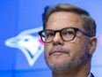 Toronto Blue Jays general manager Ross Atkins arrives for his end-of-season media availability in Toronto on Saturday October 7, 2023.