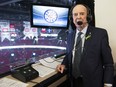 Bob Cole poses prior to calling his last NHL game between the Montreal Canadiens and the Toronto Maple Leafs, in Montreal, Saturday, April 6, 2019.