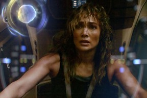 Jennifer Lopez suits up for space in the new Netflix thriller 'Atlas.'