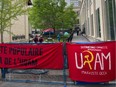 Activists at Université du Québec à Montréal have established a pro-Palestinian encampment on Sunday, May 12, 2024, at UQAM's Coeur des sciences.