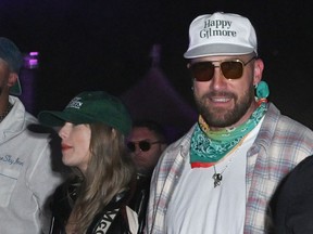 Taylor Swift and Travis Kelce attend Coachella in April.