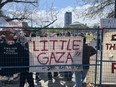 Anti-Israel protesters may call the occupied park "Little Gaza" but it is actually Kings College Circle in downtown Toronto -- Joe Warmington photo