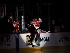 Sergei Bobrovsky #72 of the Florida Panthers enters the rink prior to Game One of the 2024 Stanley Cup Final against the Edmonton Oilers at Amerant Bank Arena on June 08, 2024 in Sunrise, Florida.