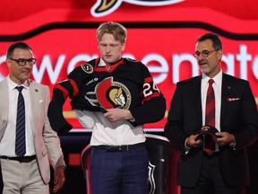 Carter Yakemchuk is selected by the during the Ottawa Senators with the seventh overall selection during the first round of the 2024 Upper Deck NHL Draft at Sphere on June 28, 2024 in Las Vegas, Nevada