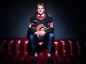 Carter Yakemchuk poses for a portrait after being drafted by the Ottawa Senators with the seventh overall pick during the 2024 Upper Deck NHL Draft at Sphere on June 28, 2024 in Las Vegas, Nevada.