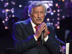 Singer Tony Bennett performs at the Statue of Liberty Museum opening celebration in New York on May 15, 2019.