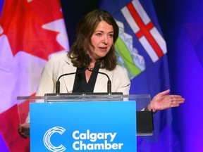 The Calgary Chamber of Commerce hosts Alberta Premier Danielle Smith for a keynote address and fireside chat at the Hyatt Regency in Calgary on Thursday, June 13, 2024.