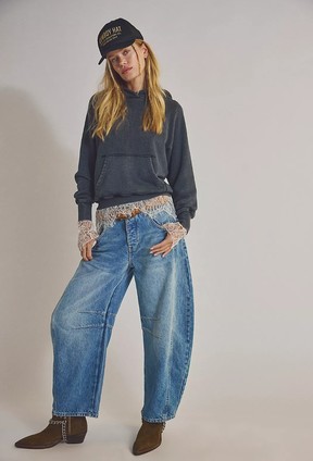 We The Free Good Luck Mid-Rise Barrel Jeans