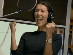 Celine Dion belts out a song in a scene from 'I Am: Celine Dion.'