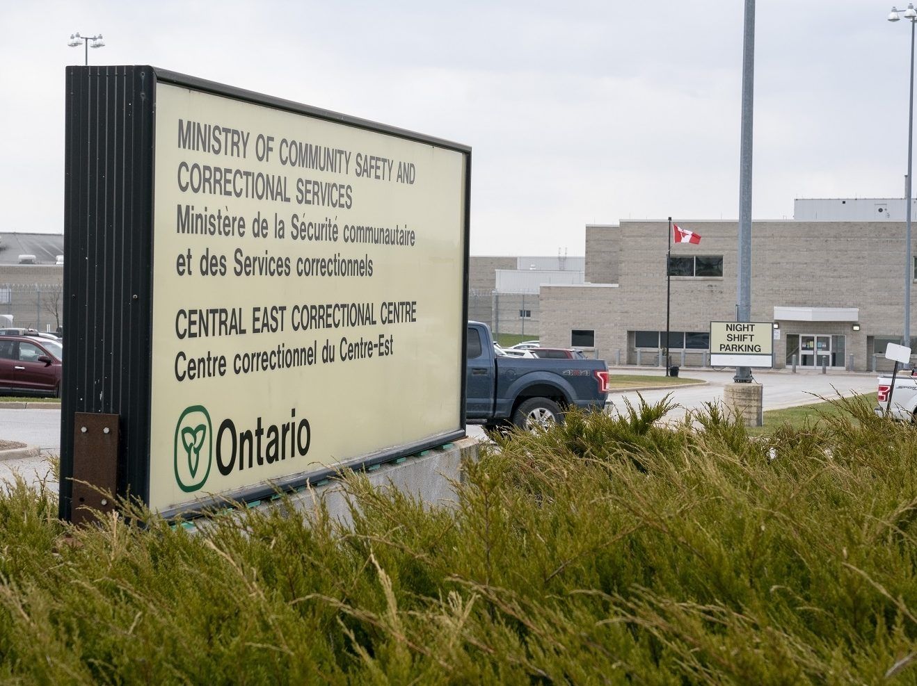 Signage for the Central East Correctional Centre is seen in Lindsay, Ont., on Friday, April 17, 2020. Rapist Andre Taillefer has been identified as the victim of an attack at the facility that ended with him dying in a hospital on July 22, 2024.