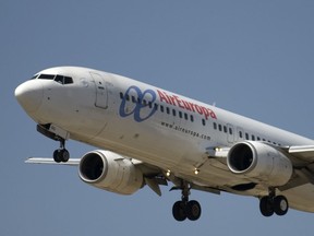 An Air Europa plane takes off from Malaga's airport on September 22, 2011 in Malaga.