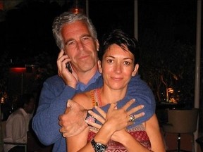 This undated trial evidence image obtained Dec. 8, 2021, from the U.S. District Court for the Southern District of New York shows British socialite Ghislaine Maxwell and U.S. financier Jeffrey Epstein.