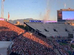 A fireworks display at LaVell Edwards Stadium in Utah.