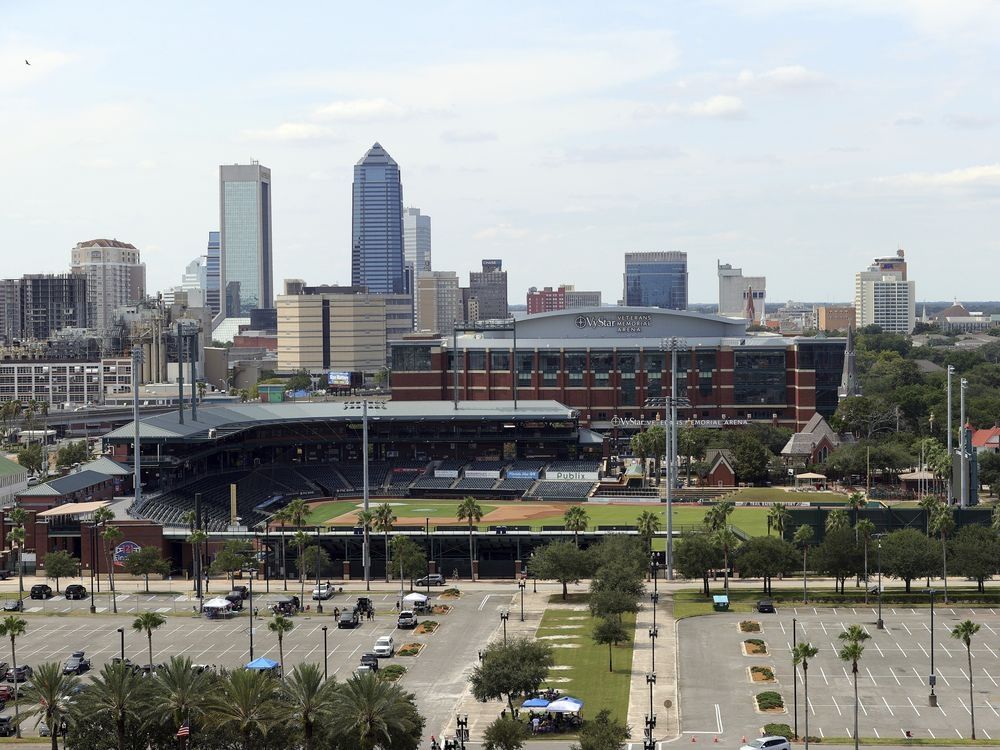 A general view of the Jacksonville, Fla., skyline is shown on Sunday, Sep. 12, 2021, in Jacksonville.