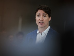 Canadian Prime Minister Justin Trudeau speaks during a news conference in Montreal on July 3, 2024.
